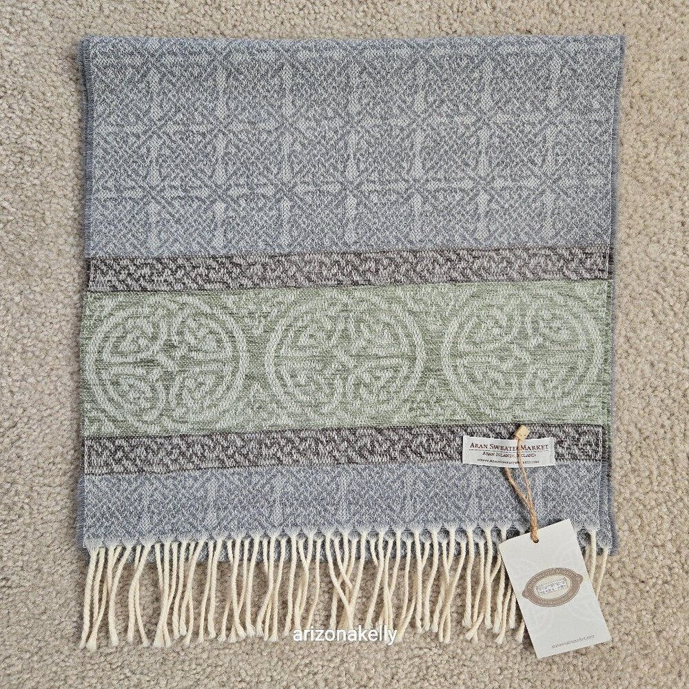 NWT Aran Sweater Market Woven Wool Blend Scarf Ireland Celtic
